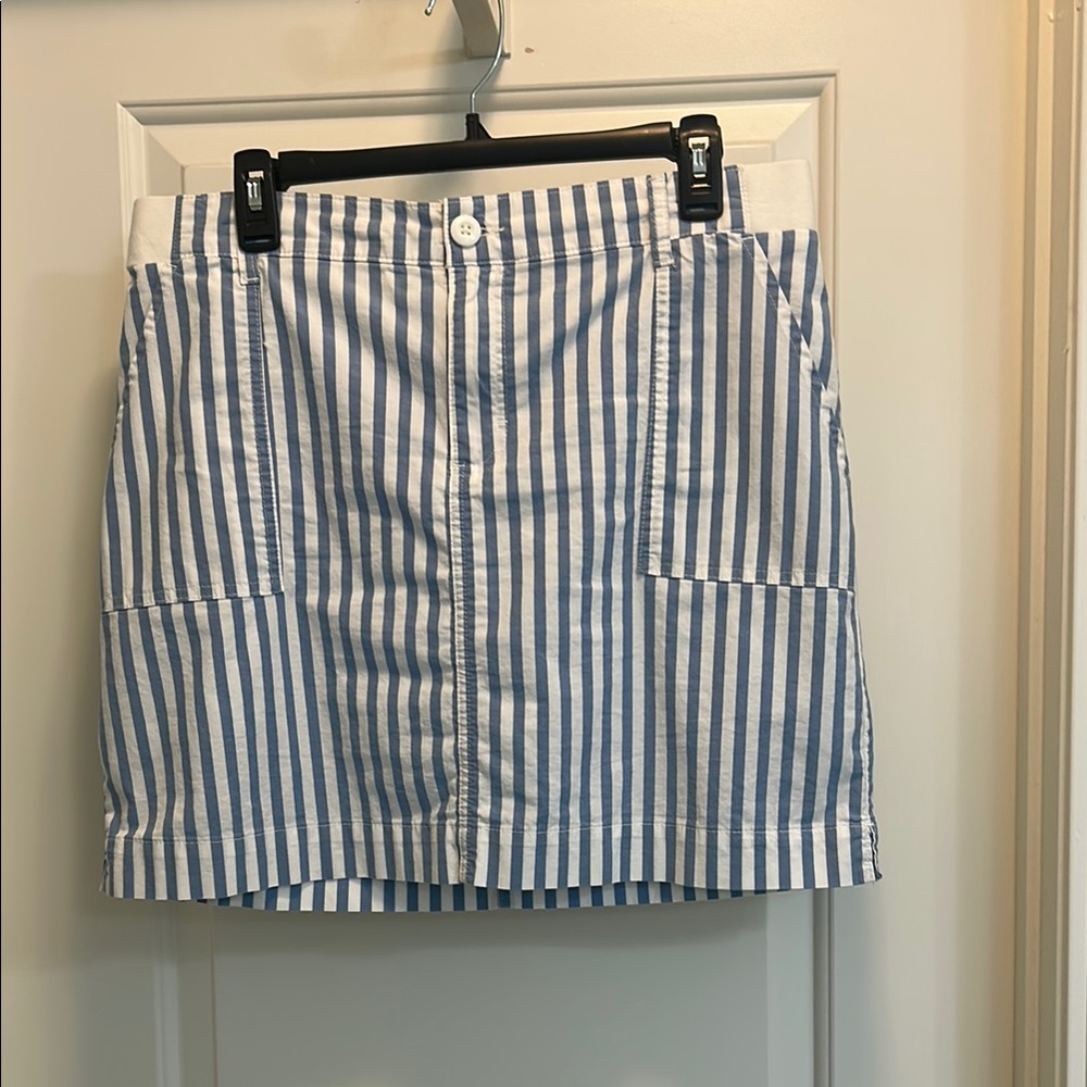 Blue and White Striped Skirt